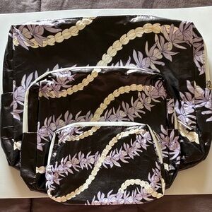 Black and Purple Floral Women's 3 Piece Bag Set